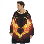 Fire Angel Wings Print Hoodie Blanket