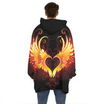 Fire Angel Wings Print Hoodie Blanket