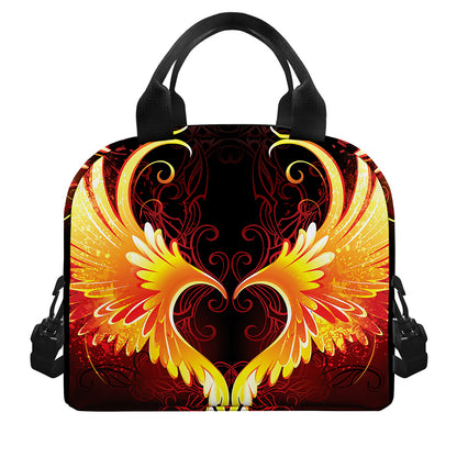 Fire Angel Wings Print Insulated Lunch Bag