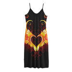 Fire Angel Wings Print Jersey Midi Cami Dress