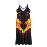 Fire Angel Wings Print Jersey Midi Cami Dress