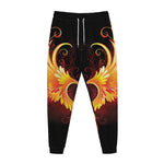 Fire Angel Wings Print Jogger Pants