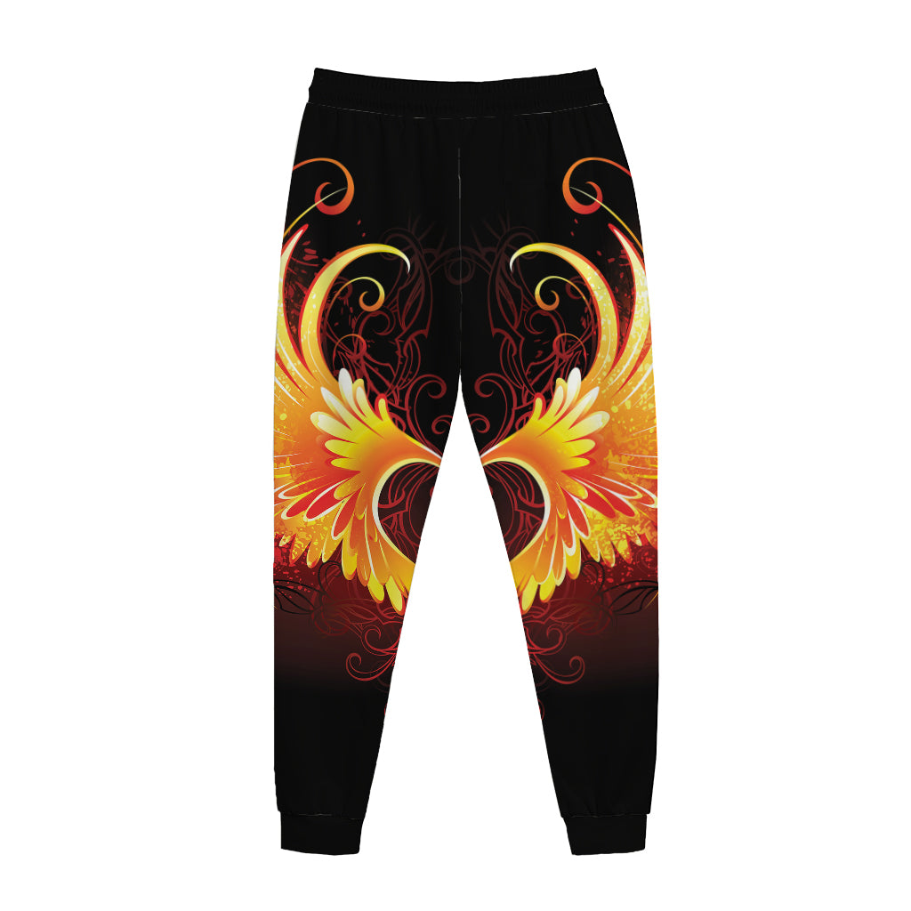 Fire Angel Wings Print Jogger Pants