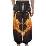 Fire Angel Wings Print Lantern Pants