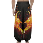 Fire Angel Wings Print Lantern Pants