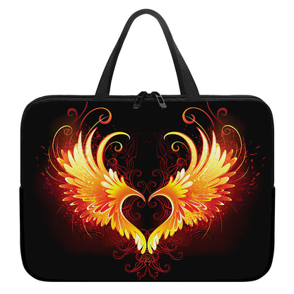 Fire Angel Wings Print Laptop Sleeve With Handle