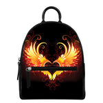 Fire Angel Wings Print Leather Backpack