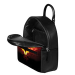 Fire Angel Wings Print Leather Backpack