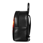 Fire Angel Wings Print Leather Backpack