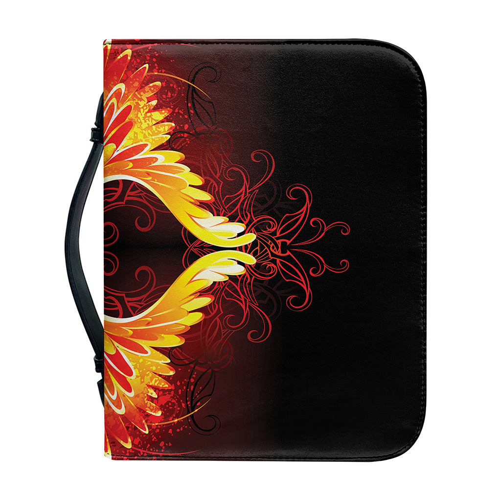 Fire Angel Wings Print Leather Bible Cover