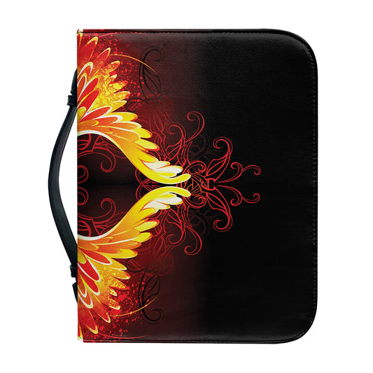 Fire Angel Wings Print Leather Bible Cover