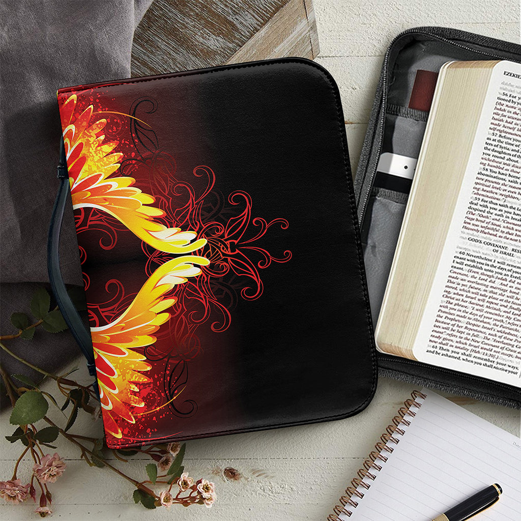 Fire Angel Wings Print Leather Bible Cover