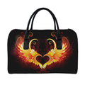 Fire Angel Wings Print Leather Duffel Bag