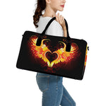 Fire Angel Wings Print Leather Duffle Bag