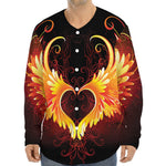 Fire Angel Wings Print Long Sleeve Baseball Jersey