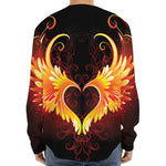 Fire Angel Wings Print Long Sleeve Baseball Jersey