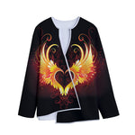 Fire Angel Wings Print Long Sleeve Short Coat