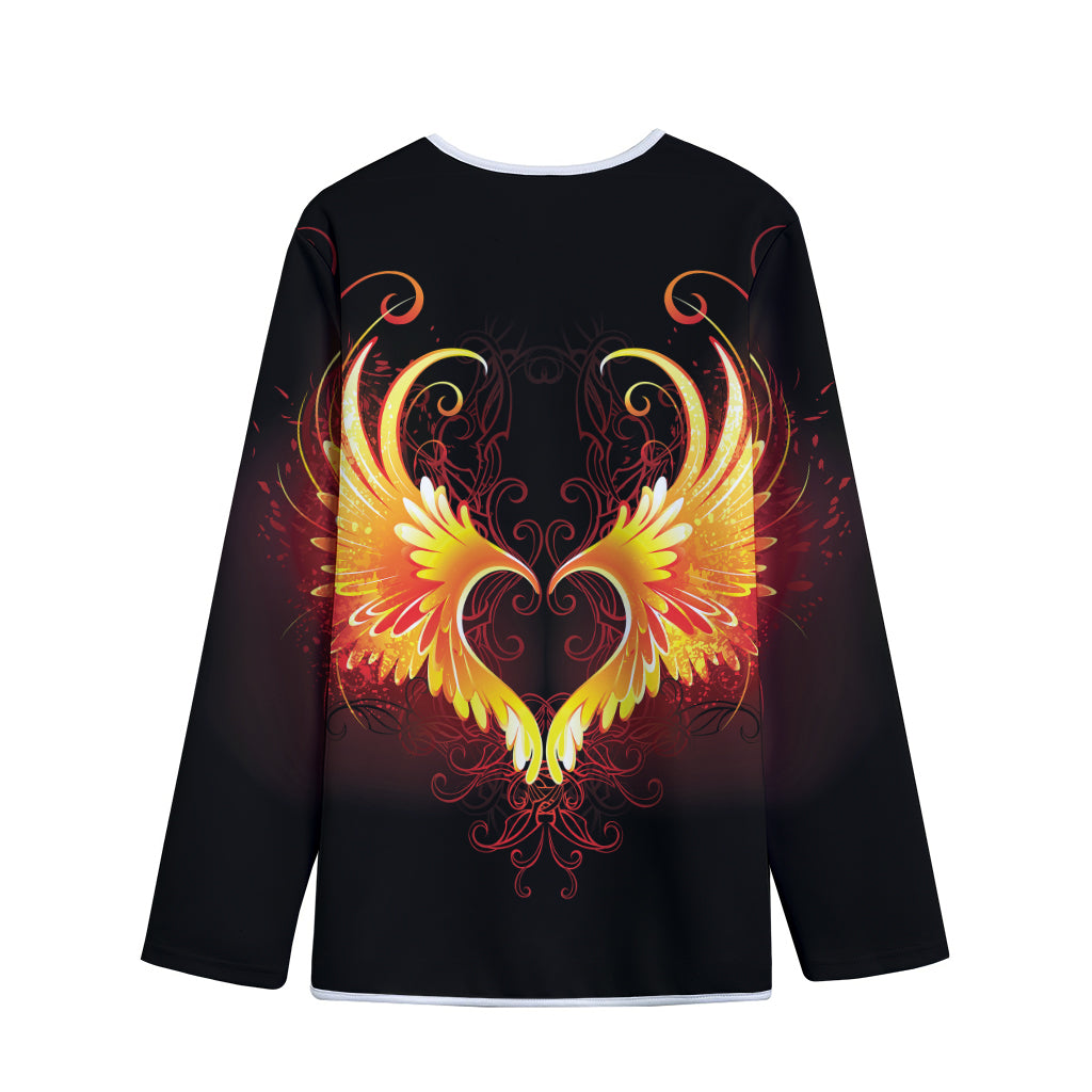 Fire Angel Wings Print Long Sleeve Short Coat