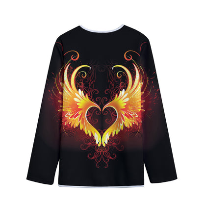 Fire Angel Wings Print Long Sleeve Short Coat