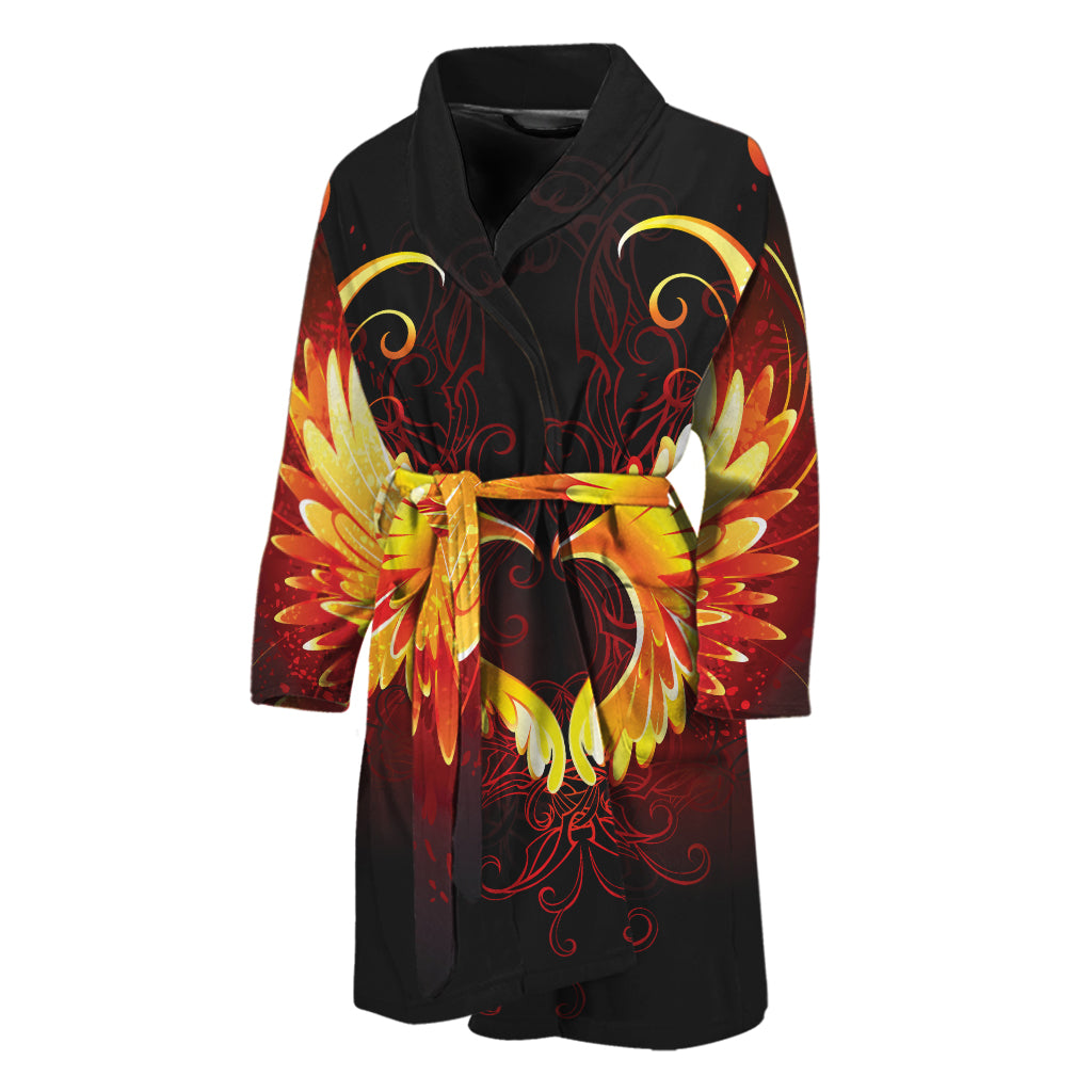 Fire Angel Wings Print Men's Bathrobe