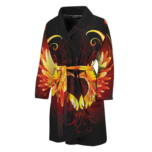 Fire Angel Wings Print Men's Bathrobe