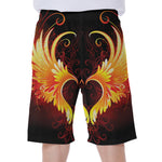 Fire Angel Wings Print Men's Beach Shorts