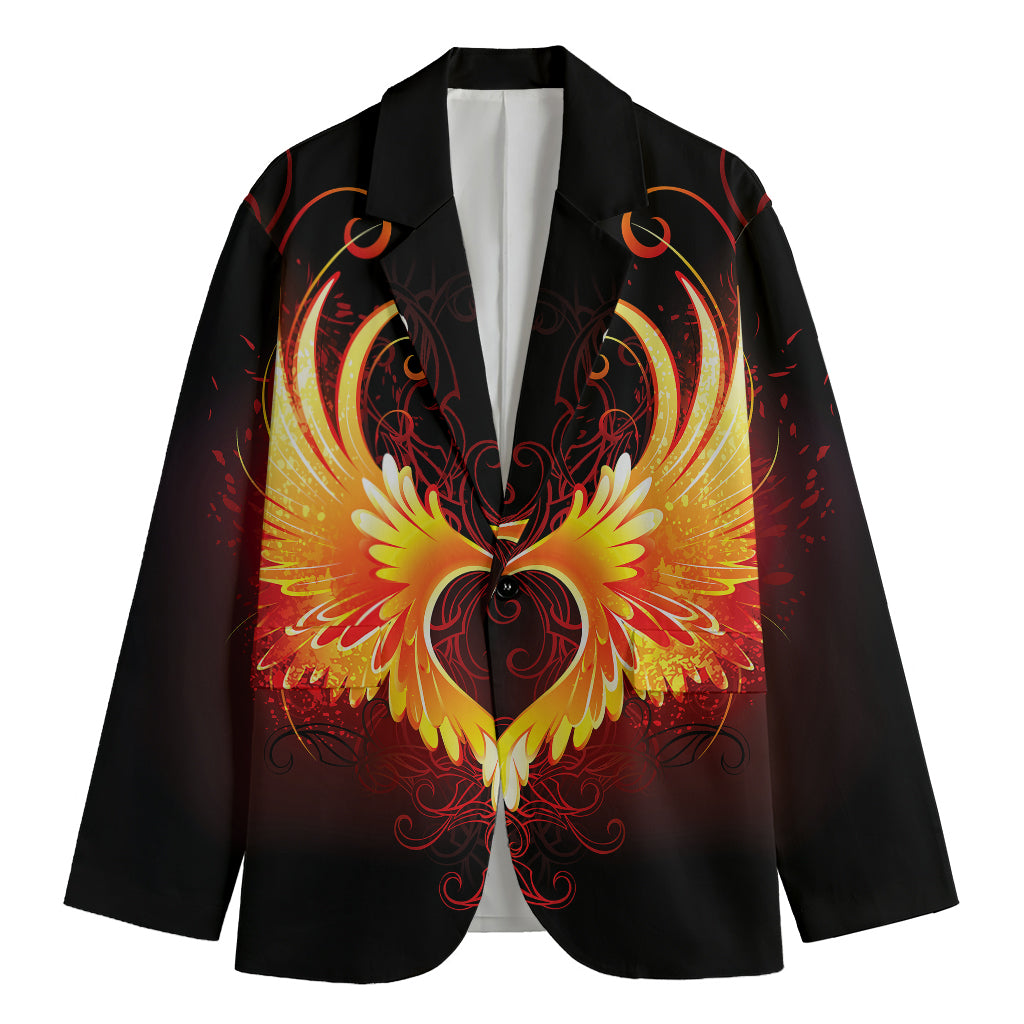 Fire Angel Wings Print Men's Blazer