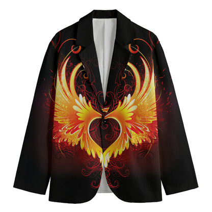 Fire Angel Wings Print Men's Blazer