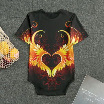 Fire Angel Wings Print Men's Bodysuit