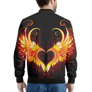 Fire Angel Wings Print Men's Bomber Jacket