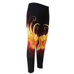 Fire Angel Wings Print Men's Compression Pants