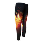 Fire Angel Wings Print Men's Compression Pants