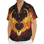 Fire Angel Wings Print Men's Deep V-Neck Shirt