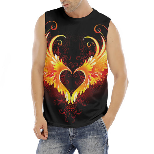 Fire Angel Wings Print Men's Fitness Tank Top