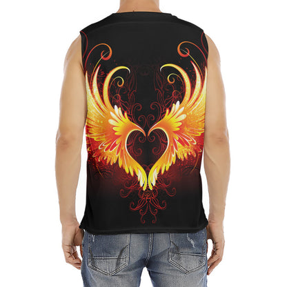 Fire Angel Wings Print Men's Fitness Tank Top