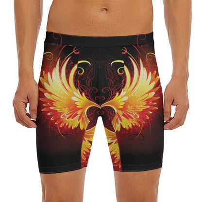 Fire Angel Wings Print Men's Long Boxer Briefs