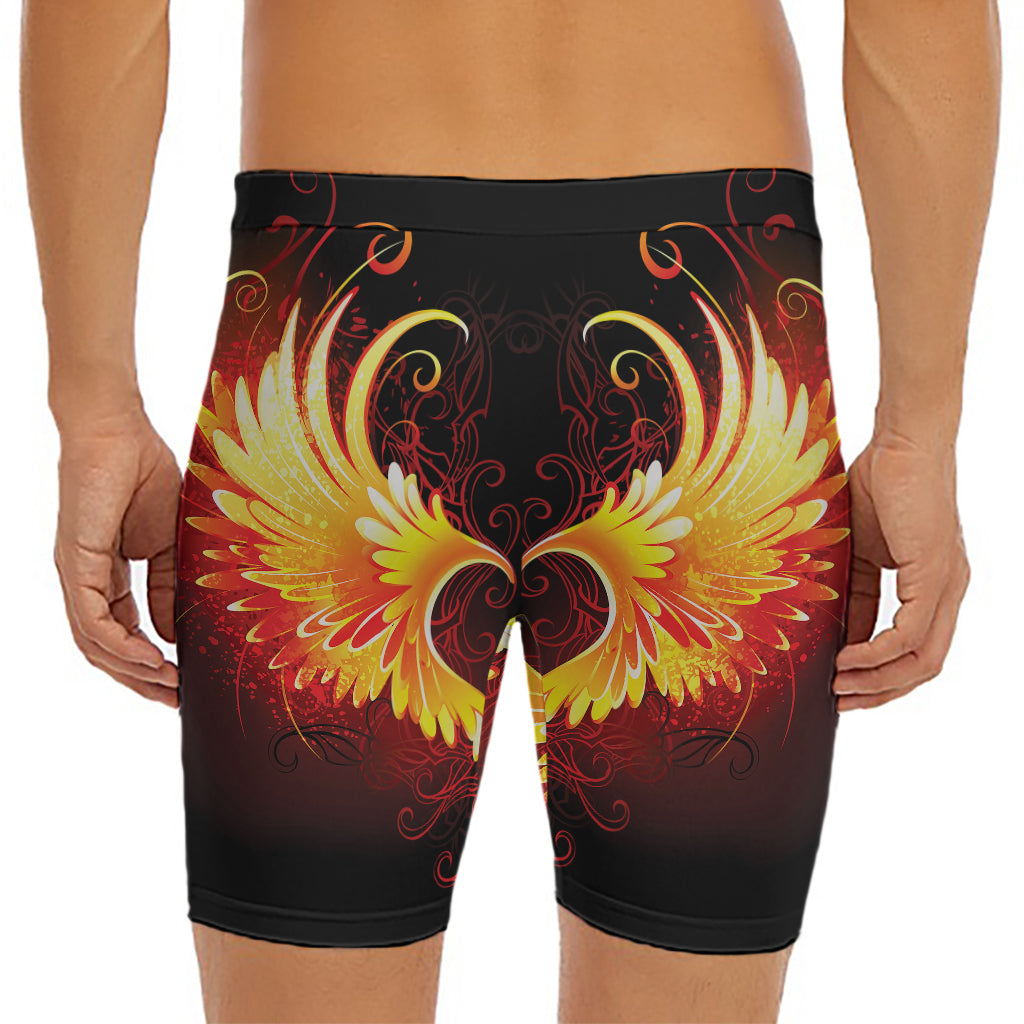 Fire Angel Wings Print Men's Long Boxer Briefs
