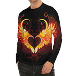 Fire Angel Wings Print Men's Long Sleeve Rash Guard