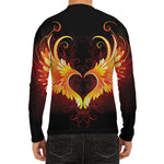 Fire Angel Wings Print Men's Long Sleeve Rash Guard