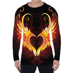 Fire Angel Wings Print Men's Long Sleeve T-Shirt