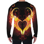 Fire Angel Wings Print Men's Long Sleeve T-Shirt