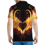 Fire Angel Wings Print Men's Polo Shirt