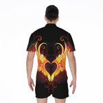 Fire Angel Wings Print Men's Rompers