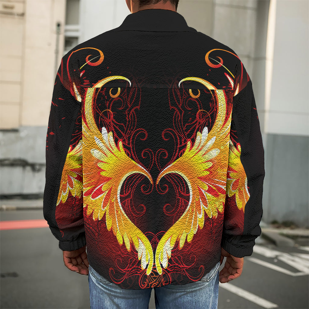 Fire Angel Wings Print Men's Shirt Jacket
