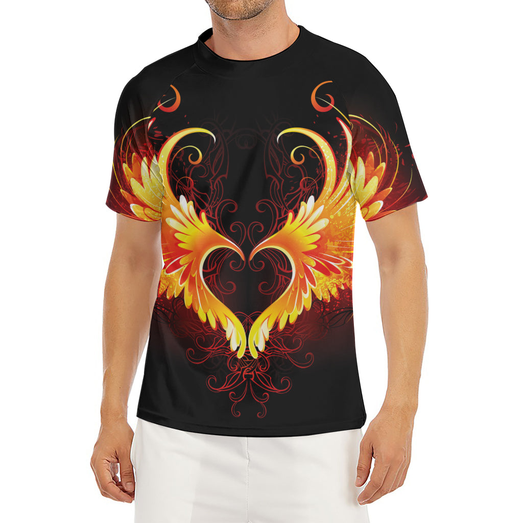 Fire Angel Wings Print Men's Short Sleeve Rash Guard