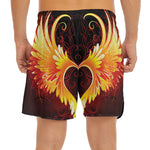 Fire Angel Wings Print Men's Split Running Shorts