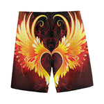 Fire Angel Wings Print Men's Sports Shorts