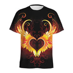 Fire Angel Wings Print Men's Sports T-Shirt