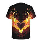 Fire Angel Wings Print Men's Sports T-Shirt