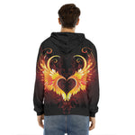Fire Angel Wings Print Men's Velvet Pullover Hoodie